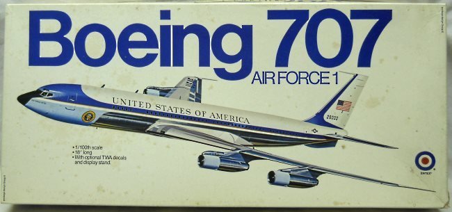 Entex 1/100 Boeing 707-32B (VC-137) TWA or Air Force 1 Presidential Aircraft - with Clear Parts and Interior Details, 8519 plastic model kit